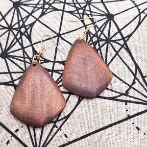 Brown wood abstract earrings